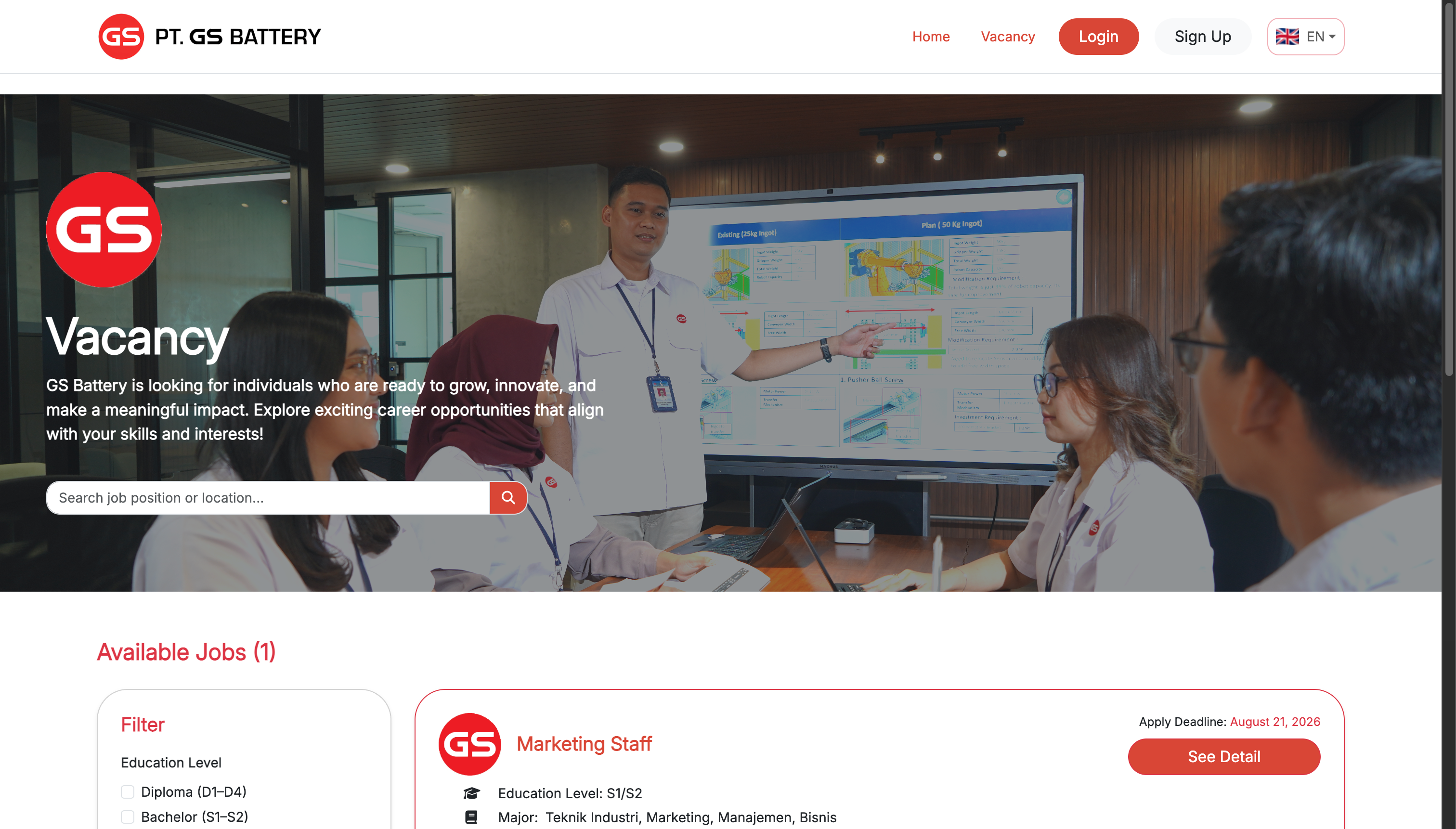 Digitalization Recruitment Portal - PT. GS Battery